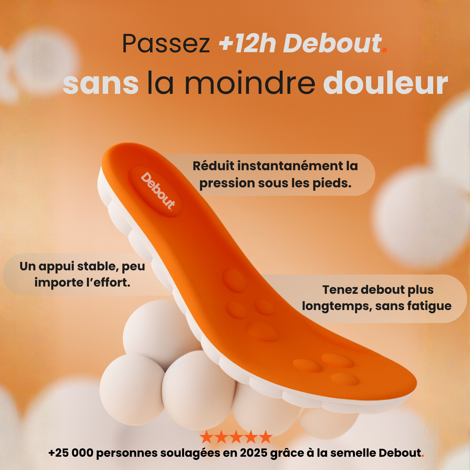 DEBOUT.  Semelle anti-douleur