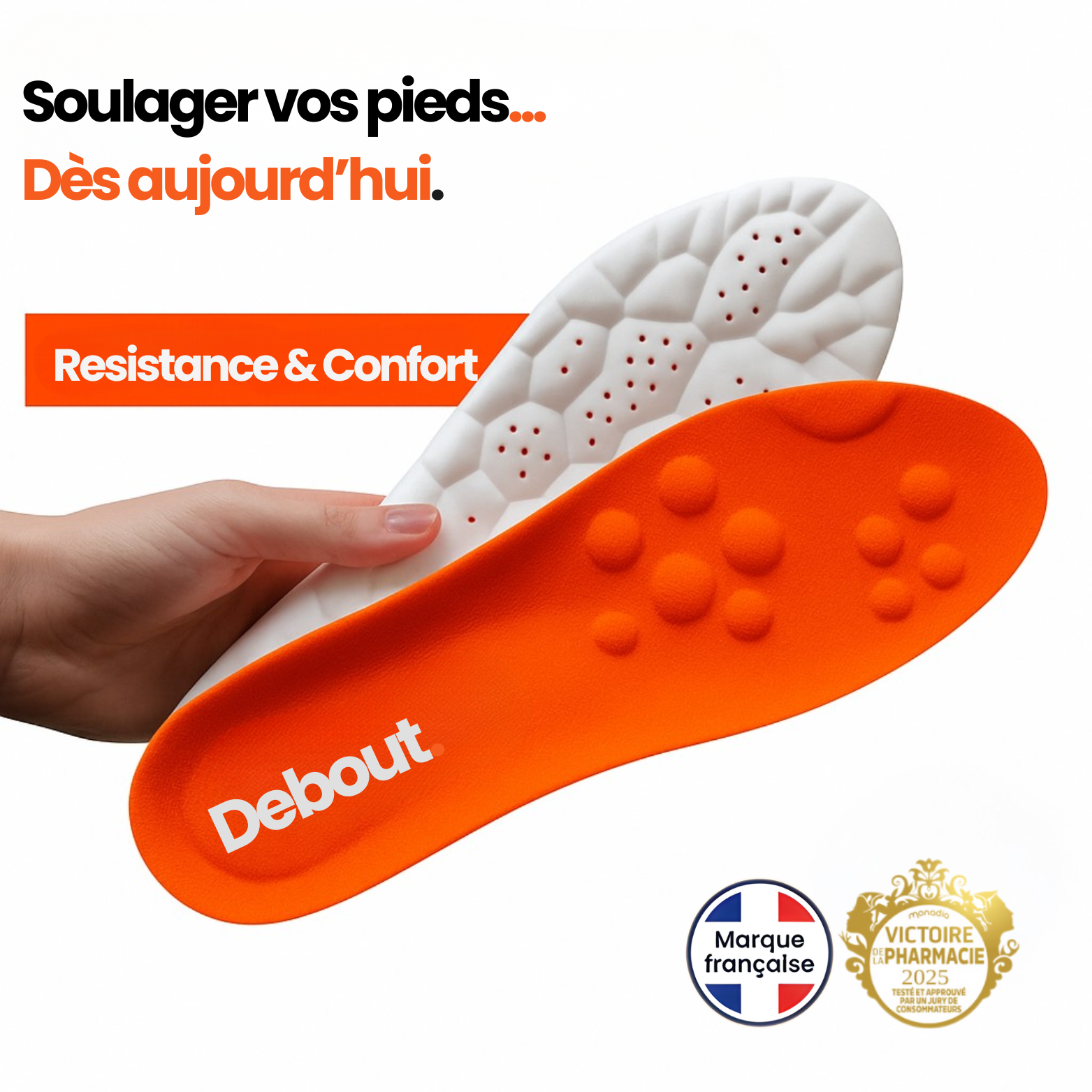 DEBOUT.  Semelle anti-douleur